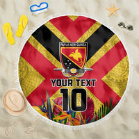 Custom Papua New Guinea Rugby Beach Blanket Bird of Paradise and Hibiscus Polynesian Pattern Yellow Color
