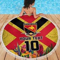 Custom Papua New Guinea Rugby Beach Blanket Bird of Paradise and Hibiscus Polynesian Pattern Yellow Color
