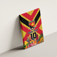 Custom Papua New Guinea Rugby Canvas Wall Art Bird of Paradise and Hibiscus Polynesian Pattern Yellow Color