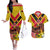 Custom Papua New Guinea Rugby Couples Matching Off The Shoulder Long Sleeve Dress and Hawaiian Shirt Bird of Paradise and Hibiscus Polynesian Pattern Yellow Color LT03