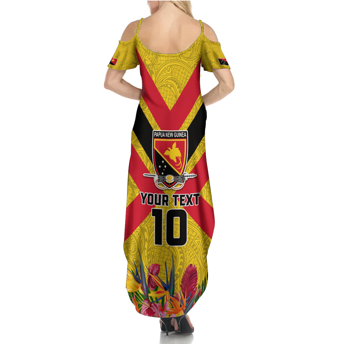 Custom Papua New Guinea Rugby Family Matching Summer Maxi Dress and Hawaiian Shirt Bird of Paradise and Hibiscus Polynesian Pattern Yellow Color LT03