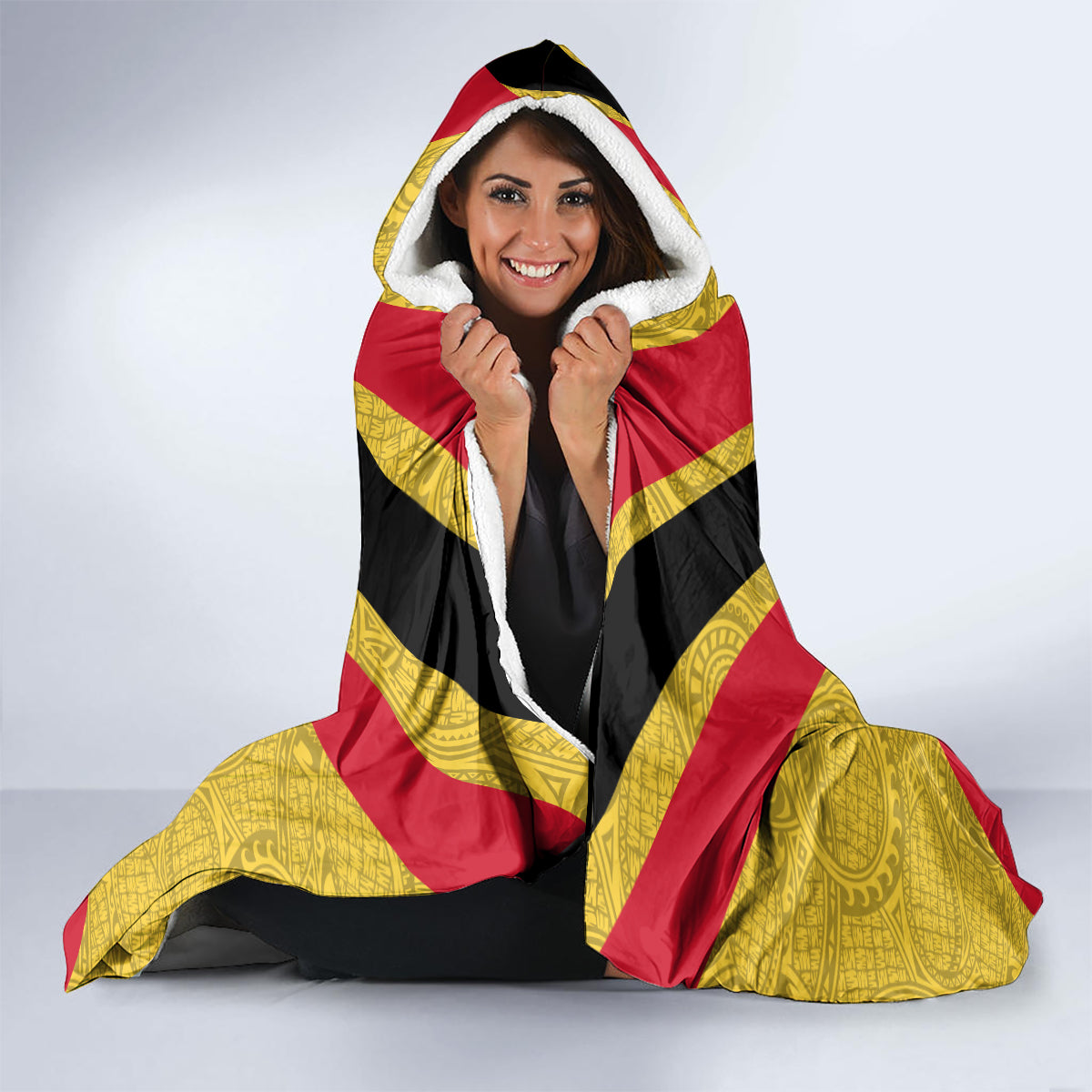 Custom Papua New Guinea Rugby Hooded Blanket Bird of Paradise and Hibiscus Polynesian Pattern Yellow Color