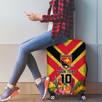 Custom Papua New Guinea Rugby Luggage Cover Bird of Paradise and Hibiscus Polynesian Pattern Yellow Color