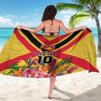 Custom Papua New Guinea Rugby Sarong Bird of Paradise and Hibiscus Polynesian Pattern Yellow Color