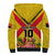 Custom Papua New Guinea Rugby Sherpa Hoodie Bird of Paradise and Hibiscus Polynesian Pattern Yellow Color LT03