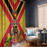Custom Papua New Guinea Rugby Window Curtain Bird of Paradise and Hibiscus Polynesian Pattern Yellow Color LT03 - Polynesian Pride