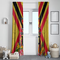 Custom Papua New Guinea Rugby Window Curtain Bird of Paradise and Hibiscus Polynesian Pattern Yellow Color LT03 - Polynesian Pride