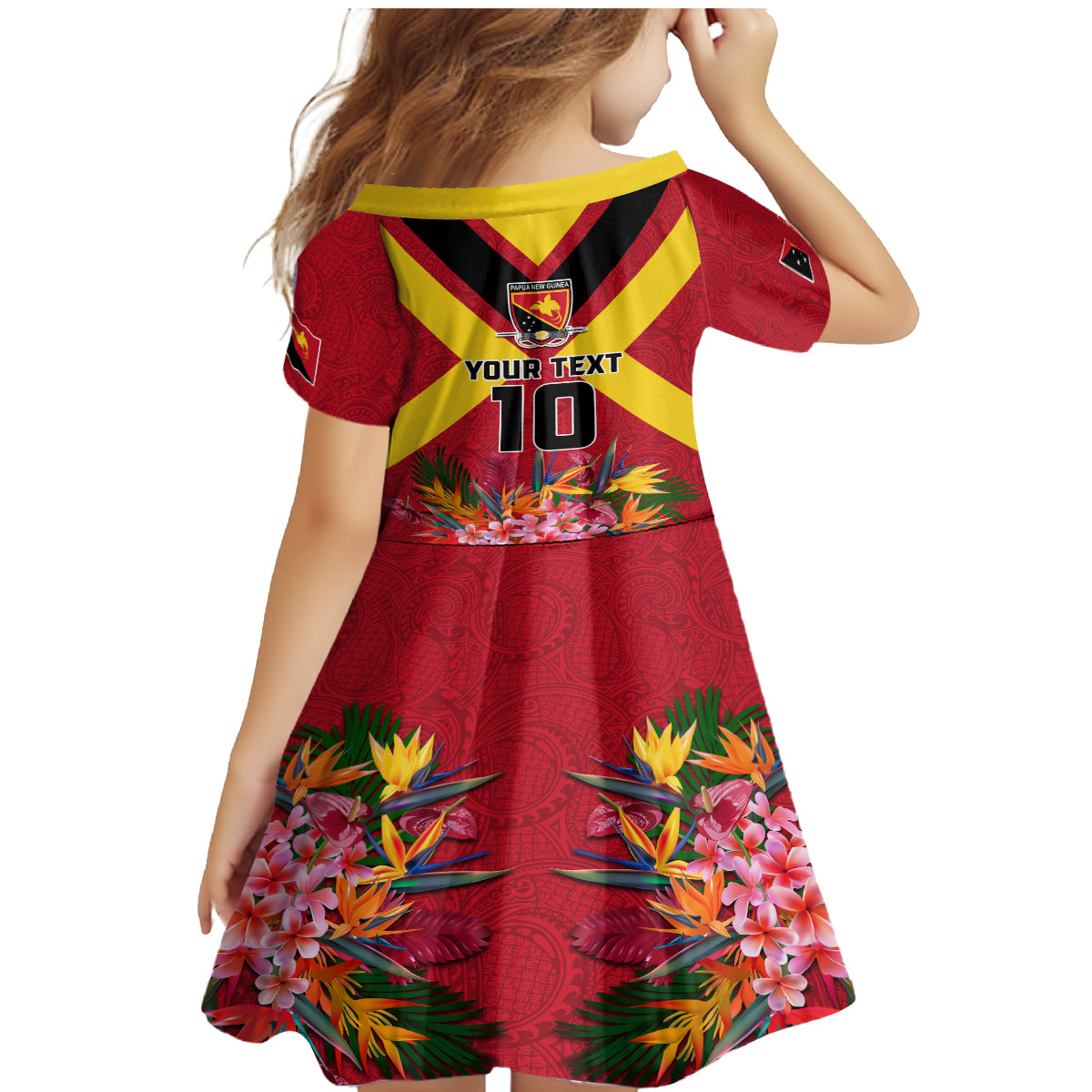 Custom Papua New Guinea Rugby Family Matching Mermaid Dress and Hawaiian Shirt Bird of Paradise and Hibiscus Polynesian Pattern Red Color LT03