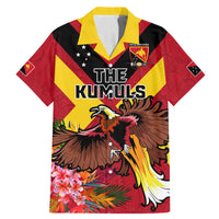 Custom Papua New Guinea Rugby Family Matching Mermaid Dress and Hawaiian Shirt Bird of Paradise and Hibiscus Polynesian Pattern Red Color LT03