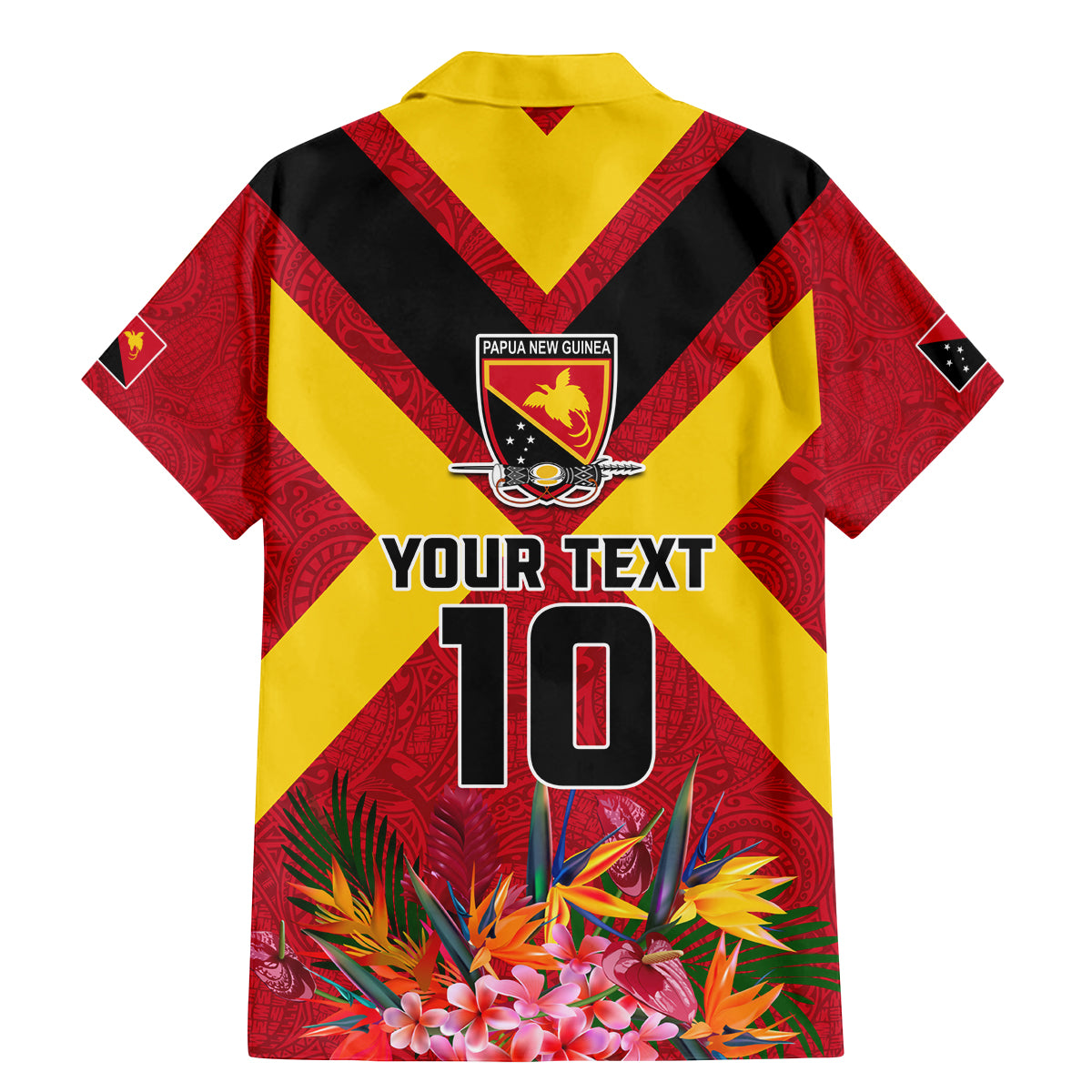 Custom Papua New Guinea Rugby Family Matching Mermaid Dress and Hawaiian Shirt Bird of Paradise and Hibiscus Polynesian Pattern Red Color LT03