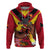 Custom Papua New Guinea Rugby Hoodie Bird of Paradise and Hibiscus Polynesian Pattern Red Color LT03