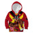 Custom Papua New Guinea Rugby Kid Hoodie Bird of Paradise and Hibiscus Polynesian Pattern Red Color LT03