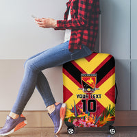 Custom Papua New Guinea Rugby Luggage Cover Bird of Paradise and Hibiscus Polynesian Pattern Red Color