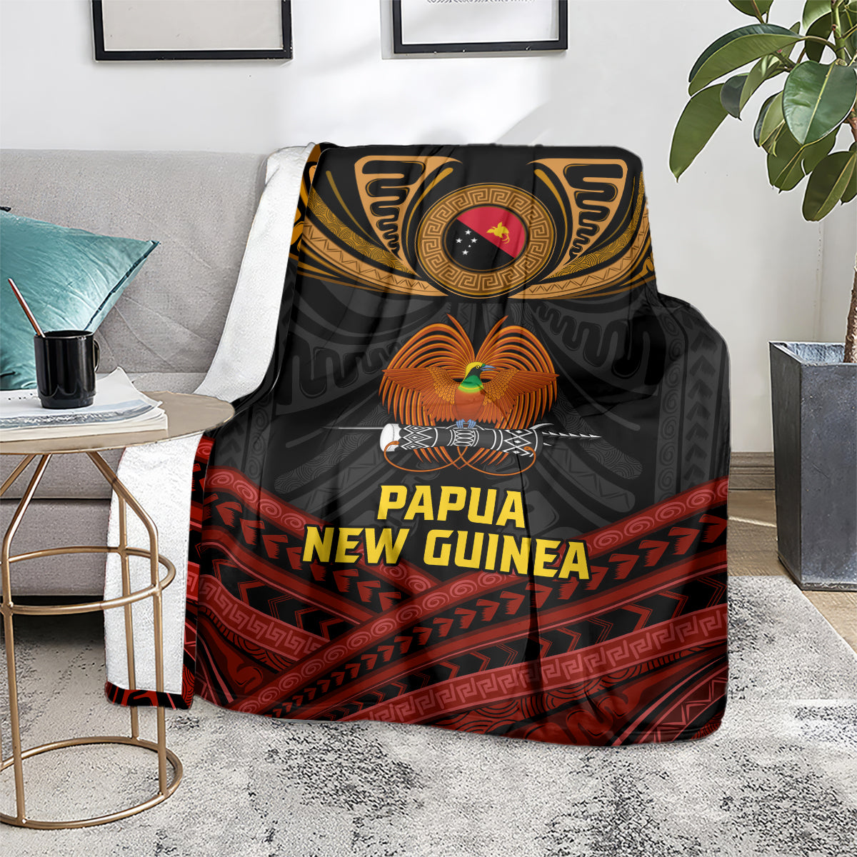 Papua New Guinea Bird-of-Paradise Blanket Coat of Arms and Tribal Patterns LT03 - Polynesian Pride