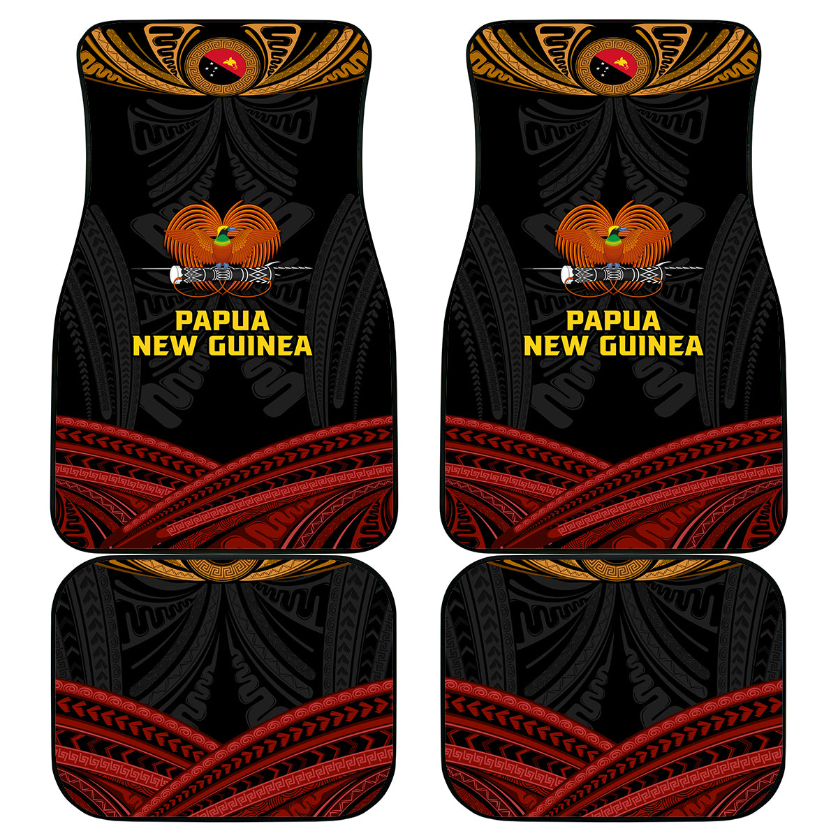 Papua New Guinea Bird-of-Paradise Car Mats Coat of Arms and Tribal Patterns