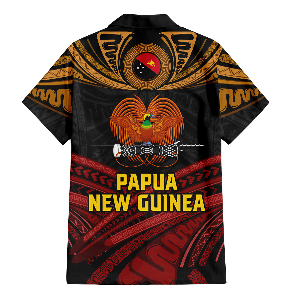 Papua New Guinea Bird-of-Paradise Family Matching Mermaid Dress and Hawaiian Shirt Coat of Arms and Tribal Patterns LT03 - Polynesian Pride