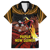 Papua New Guinea Bird-of-Paradise Family Matching Off The Shoulder Long Sleeve Dress and Hawaiian Shirt Coat of Arms and Tribal Patterns LT03 Dad's Shirt - Short Sleeve Black - Polynesian Pride
