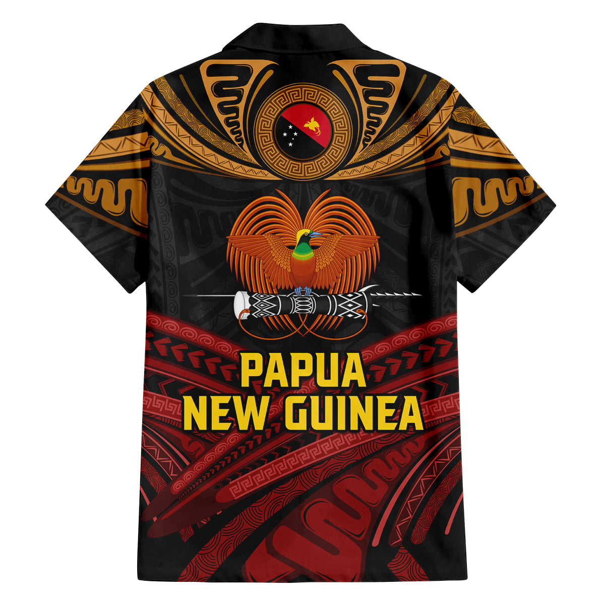 Papua New Guinea Bird-of-Paradise Family Matching Off The Shoulder Long Sleeve Dress and Hawaiian Shirt Coat of Arms and Tribal Patterns LT03 - Polynesian Pride