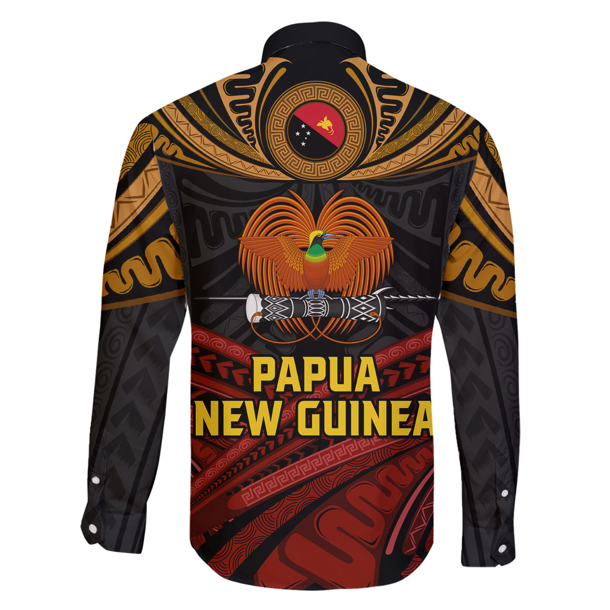 Papua New Guinea Bird-of-Paradise Family Matching Tank Maxi Dress and Hawaiian Shirt Coat of Arms and Tribal Patterns LT03 - Polynesian Pride