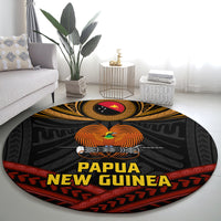 Papua New Guinea Bird-of-Paradise Round Carpet Coat of Arms and Tribal Patterns
