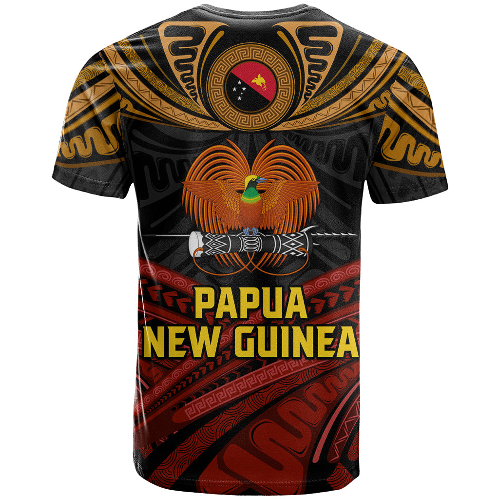 Papua New Guinea Bird-of-Paradise T Shirt Coat of Arms and Tribal Patterns LT03 - Polynesian Pride