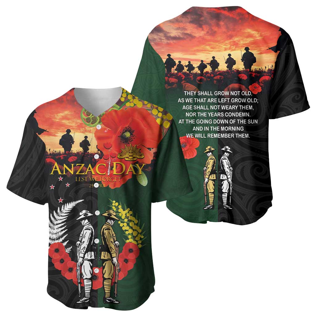 New Zealand and Australia ANZAC Day Baseball Jersey Lest We Forget Indigenous and Maori Pattern LT03 - Polynesian Pride