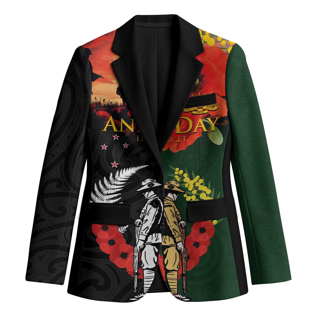 New Zealand and Australia ANZAC Day Blazer Lest We Forget Indigenous and Maori Pattern
