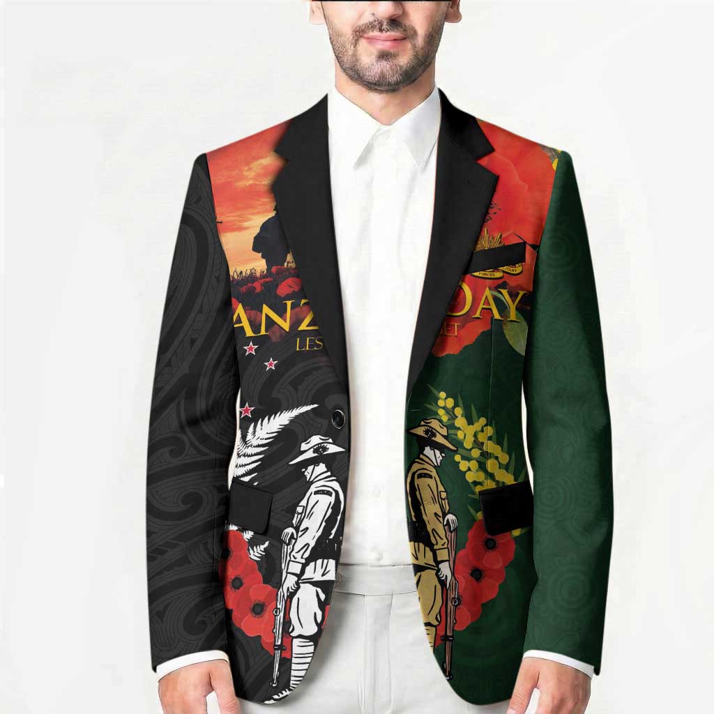 New Zealand and Australia ANZAC Day Blazer Lest We Forget Indigenous and Maori Pattern
