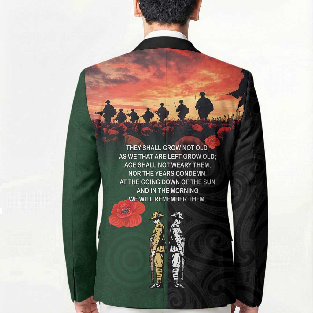 New Zealand and Australia ANZAC Day Blazer Lest We Forget Indigenous and Maori Pattern
