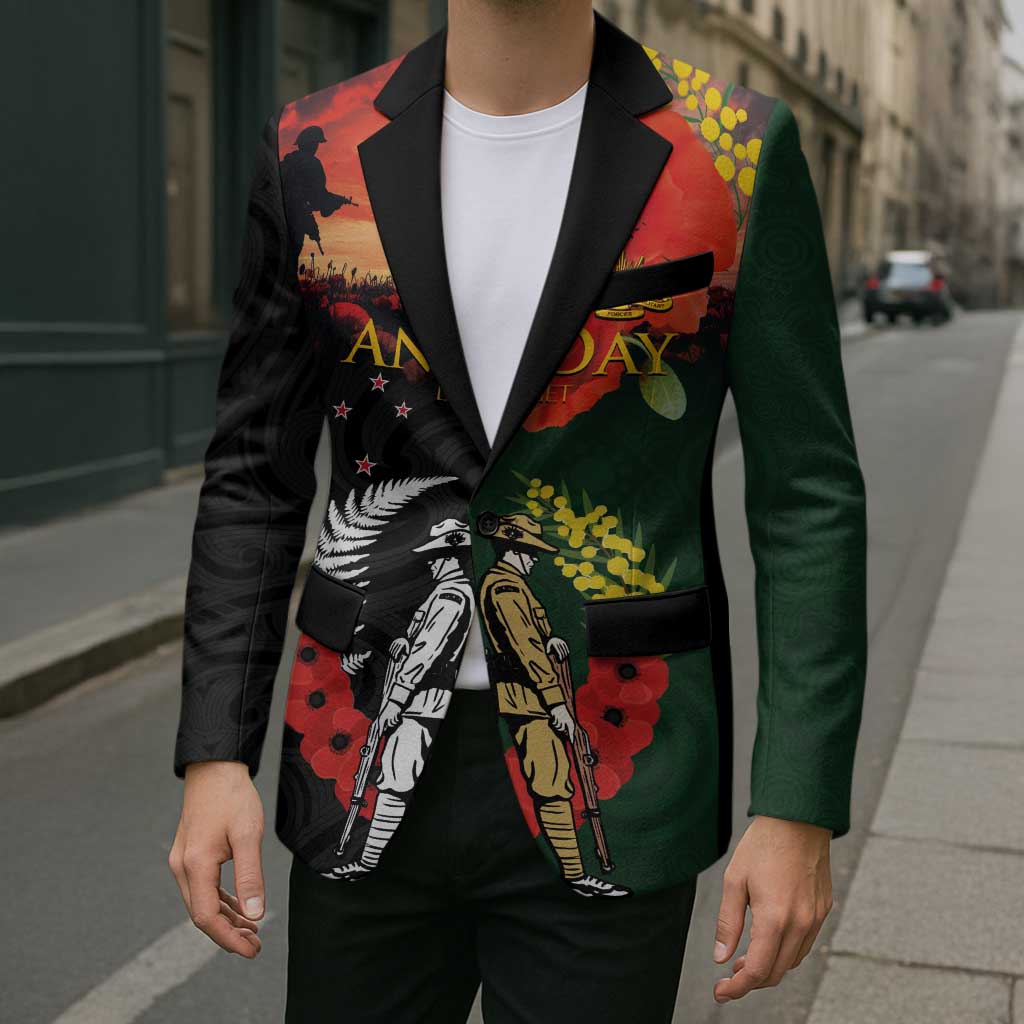 New Zealand and Australia ANZAC Day Blazer Lest We Forget Indigenous and Maori Pattern