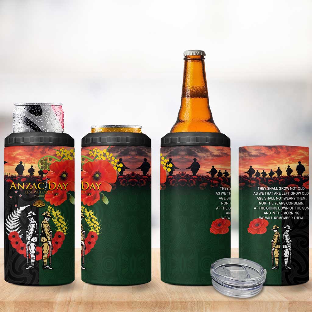New Zealand and Australia ANZAC Day 4 in 1 Can Cooler Tumbler Lest We Forget Indigenous and Maori Pattern LT03 - Polynesian Pride