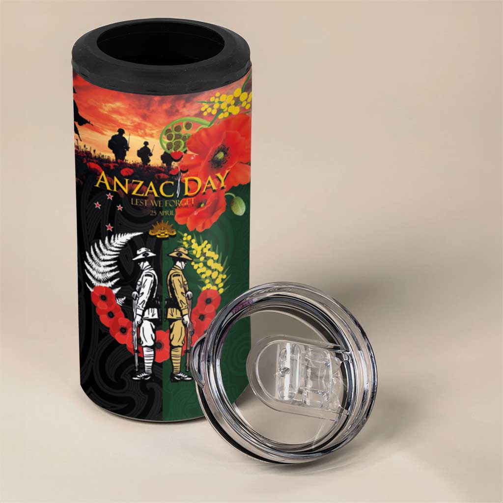 New Zealand and Australia ANZAC Day 4 in 1 Can Cooler Tumbler Lest We Forget Indigenous and Maori Pattern LT03 - Polynesian Pride