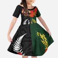 New Zealand and Australia ANZAC Day Family Matching Off Shoulder Maxi Dress and Hawaiian Shirt Lest We Forget Indigenous and Maori Pattern