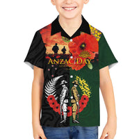 New Zealand and Australia ANZAC Day Family Matching Off Shoulder Short Dress and Hawaiian Shirt Lest We Forget Indigenous and Maori Pattern LT03 Son's Shirt Multicolor - Polynesian Pride