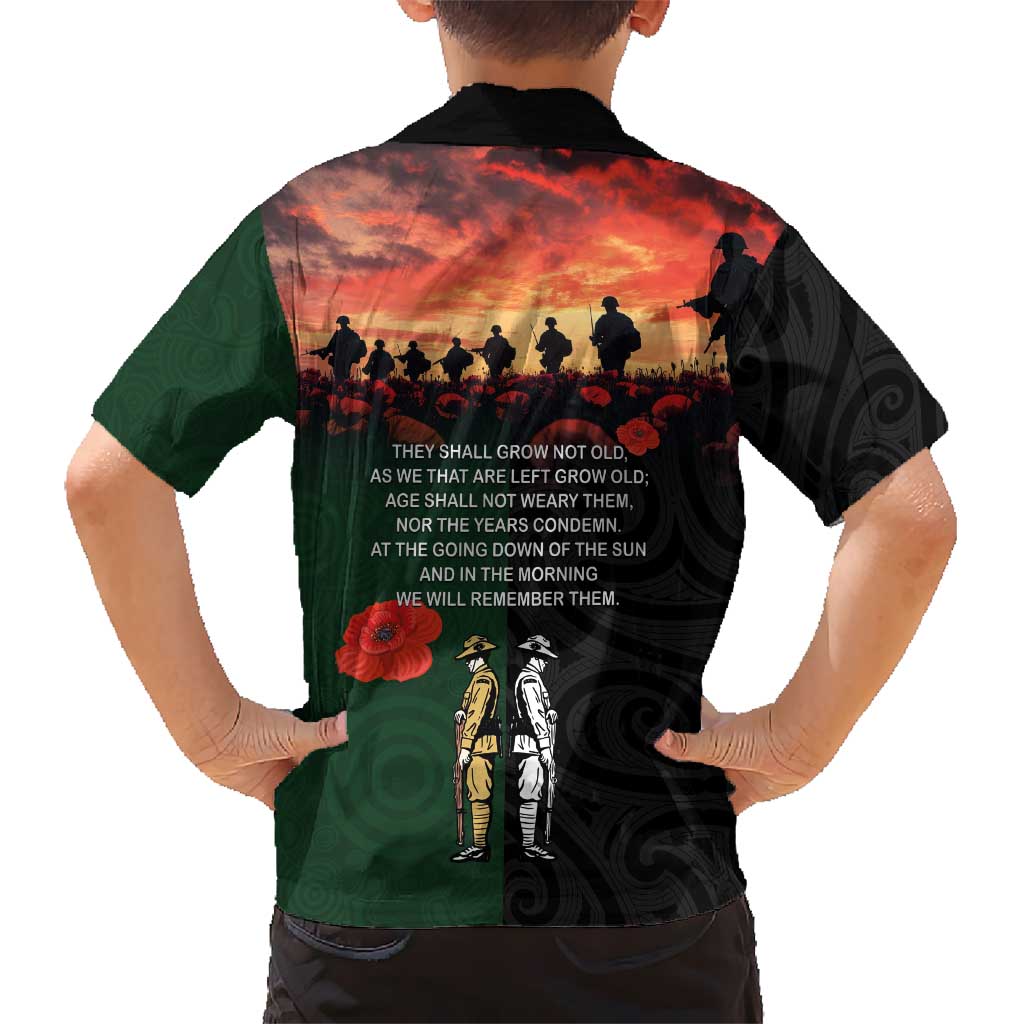 New Zealand and Australia ANZAC Day Family Matching Puletasi and Hawaiian Shirt Lest We Forget Indigenous and Maori Pattern