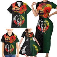 New Zealand and Australia ANZAC Day Family Matching Short Sleeve Bodycon Dress and Hawaiian Shirt Lest We Forget Indigenous and Maori Pattern LT03 - Polynesian Pride