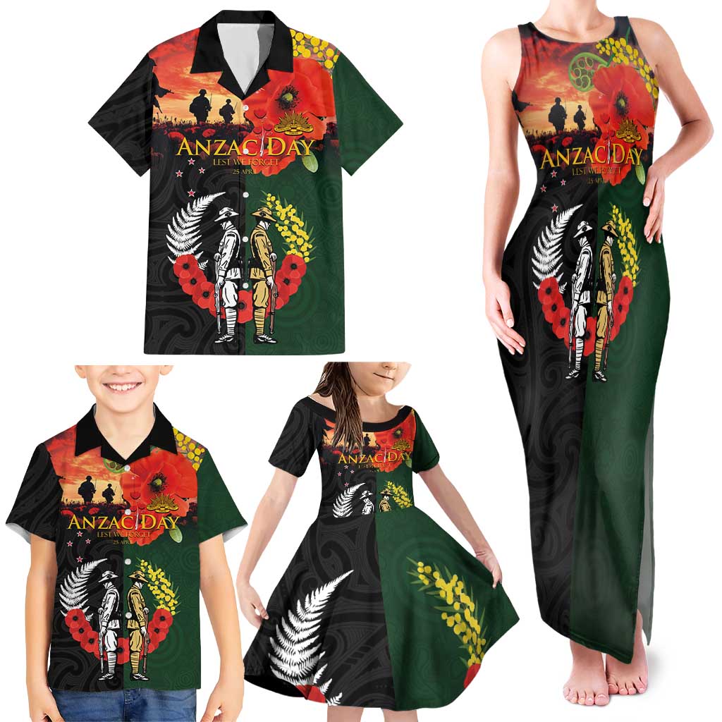 New Zealand and Australia ANZAC Day Family Matching Tank Maxi Dress and Hawaiian Shirt Lest We Forget Indigenous and Maori Pattern LT03 - Polynesian Pride