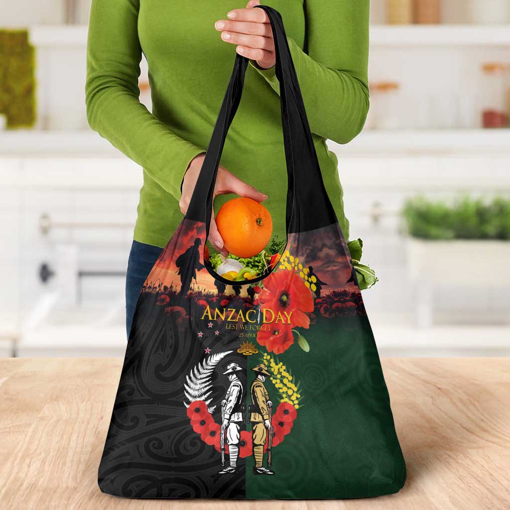 New Zealand and Australia ANZAC Day Grocery Bag Lest We Forget Indigenous and Maori Pattern
