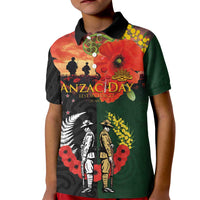 New Zealand and Australia ANZAC Day Kid Polo Shirt Lest We Forget Indigenous and Maori Pattern LT03 Kid Multicolor - Polynesian Pride