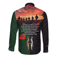 New Zealand and Australia ANZAC Day Long Sleeve Button Shirt Lest We Forget Indigenous and Maori Pattern LT03 - Polynesian Pride