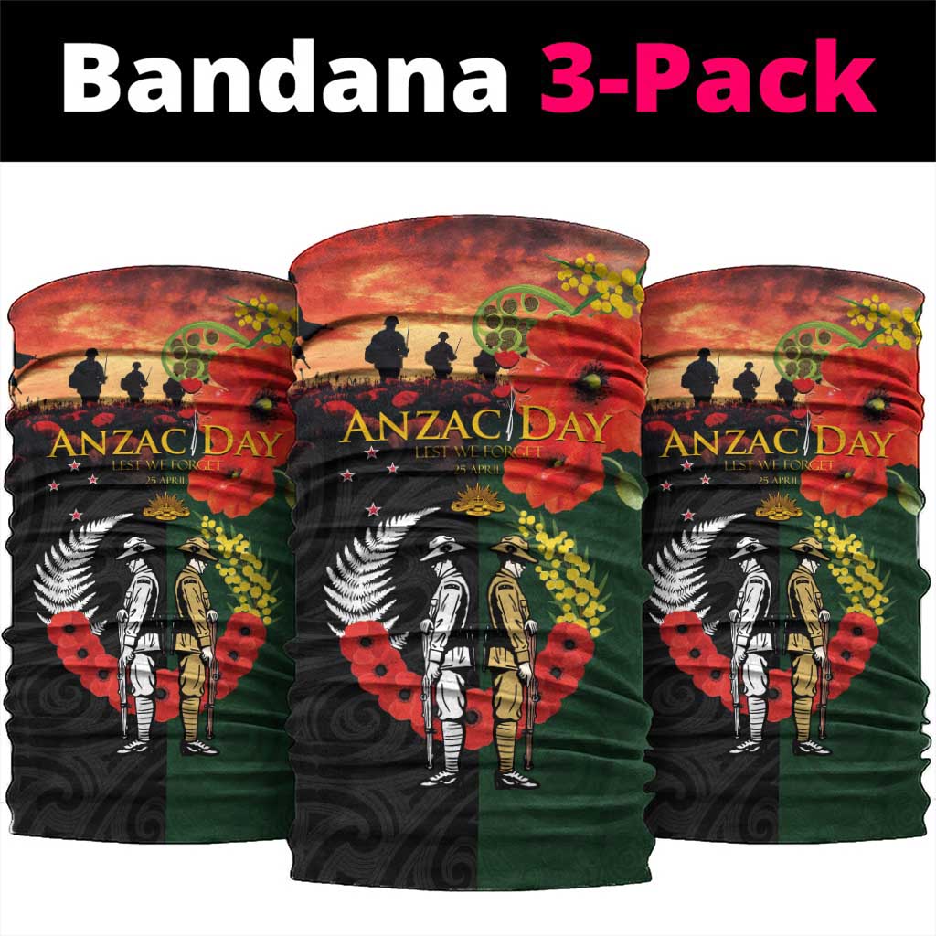 New Zealand and Australia ANZAC Day Neck Gaiter Lest We Forget Indigenous and Maori Pattern LT03 package One Size: 25*50cm Multicolor - Polynesian Pride