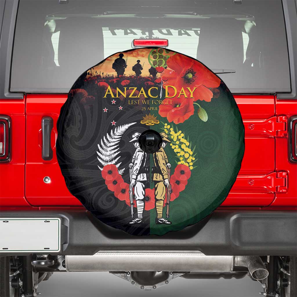 New Zealand and Australia ANZAC Day Spare Tire Cover Lest We Forget Indigenous and Maori Pattern LT03 - Polynesian Pride