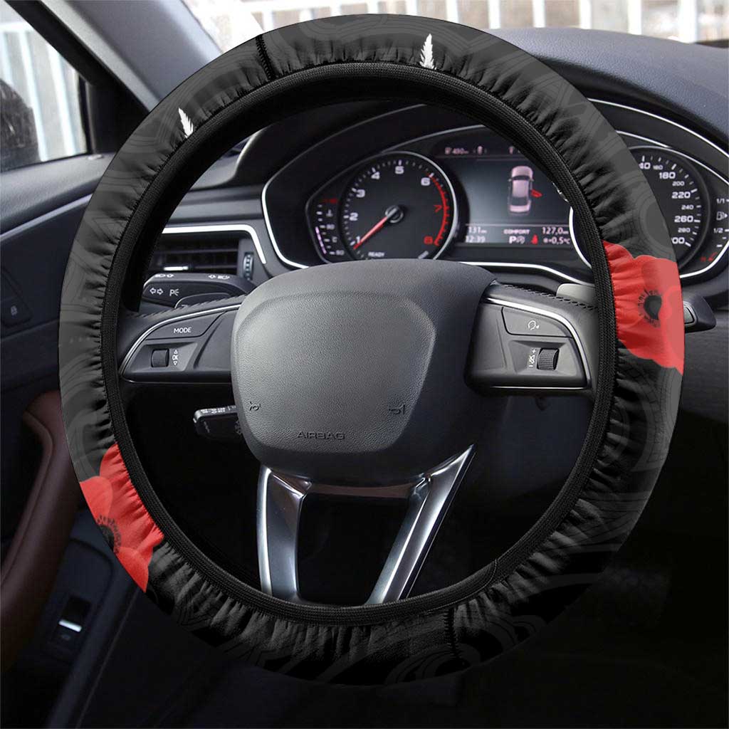 New Zealand and Australia ANZAC Day Steering Wheel Cover Lest We Forget Indigenous and Maori Pattern