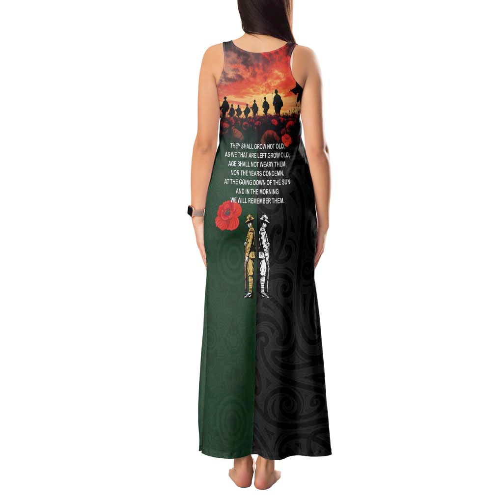 New Zealand and Australia ANZAC Day Tank Maxi Dress Lest We Forget Indigenous and Maori Pattern LT03 - Polynesian Pride