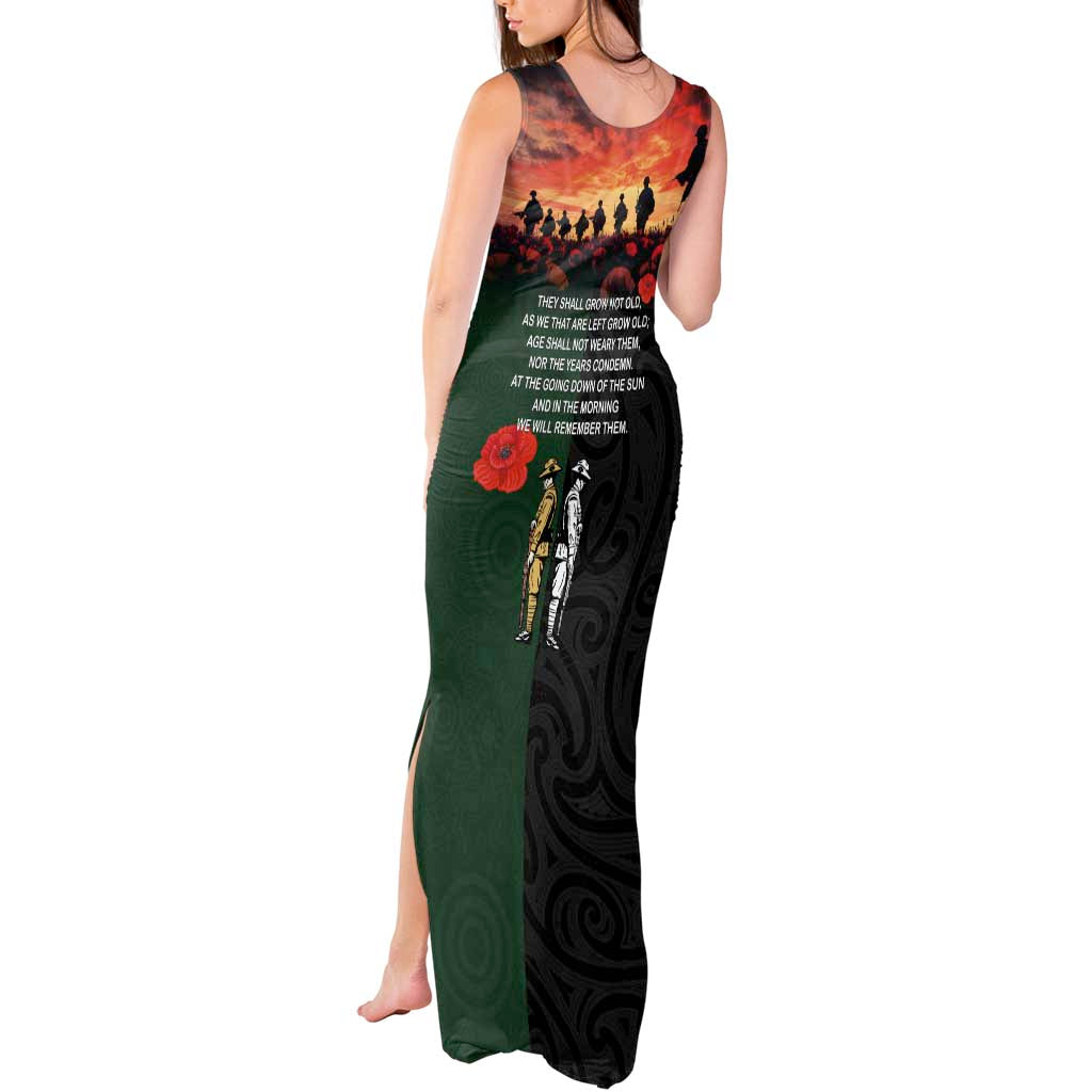 New Zealand and Australia ANZAC Day Tank Maxi Dress Lest We Forget Indigenous and Maori Pattern LT03 - Polynesian Pride