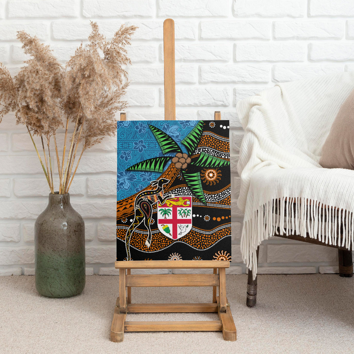 Fiji and Australia Canvas Wall Art Fijian and Aboriginal mix Culture