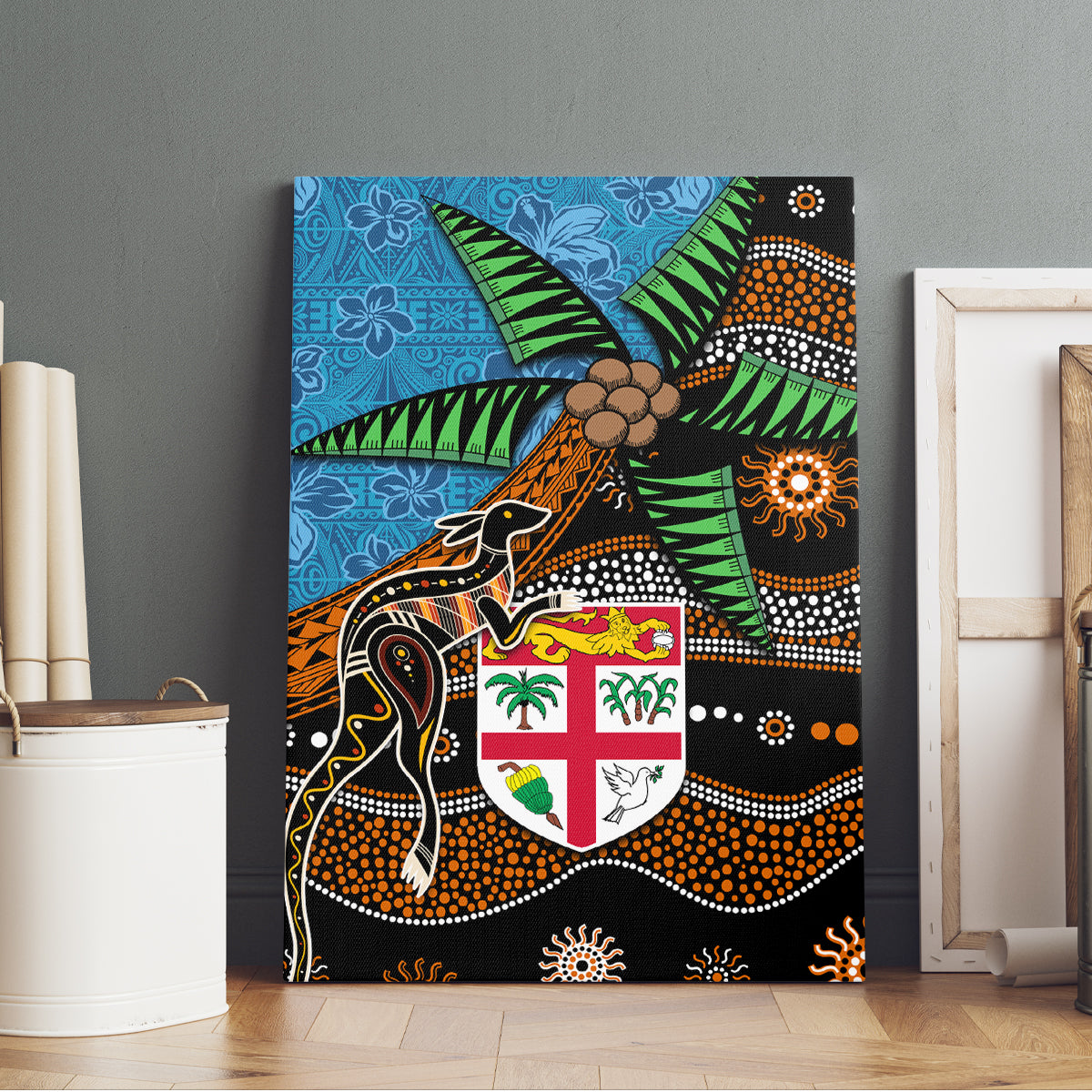 Fiji and Australia Canvas Wall Art Fijian and Aboriginal mix Culture