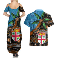 Fiji and Australia Couples Matching Summer Maxi Dress and Hawaiian Shirt Fijian and Aboriginal mix Culture