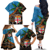 Fiji and Australia Family Matching Off The Shoulder Long Sleeve Dress and Hawaiian Shirt Fijian and Aboriginal mix Culture