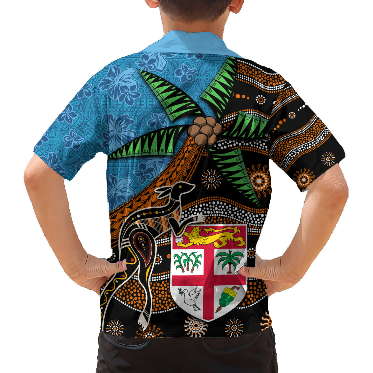 Fiji and Australia Kid Hawaiian Shirt Fijian and Aboriginal mix Culture